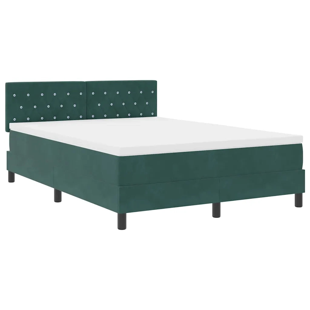 Letto a Sorgente LED con led Verde Scuro 140 x 190 cm Velluto 3342587