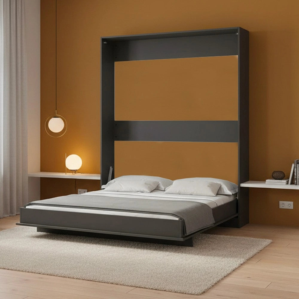 Letto matrimoniale a scomparsa salvaspazio Primer antracite 164x38x221H
