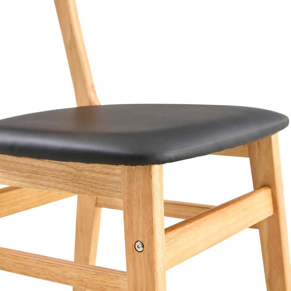 Set 2 Sedie da Pranzo con Schienale in Rattan e Seduta Imbottita ¨C MINIMAL ¨C Legno Massello, Stile Scandinavo
