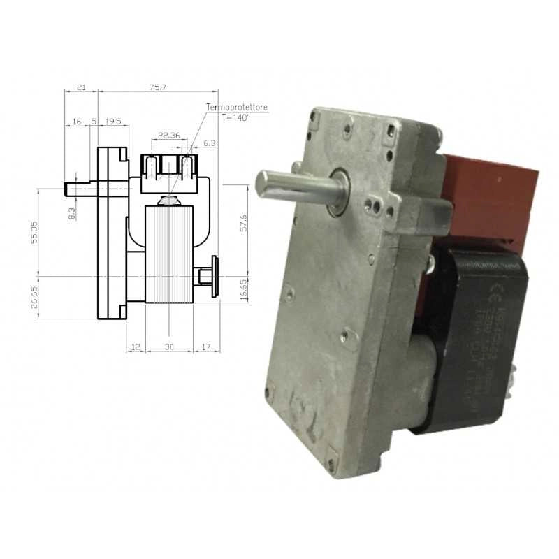 MOTORIDUTTORE STUFA A PELLET K9115068 KENTA 30WATT 2RPM ORARIA ASSE 9,5MM - UNIVERSALE