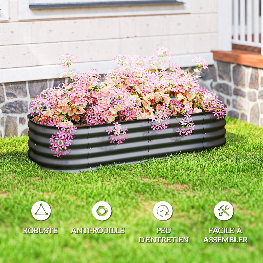Fioriera rialzata modulare da giardino ¨C Xylo ¨C acciaio grigio 150x62x30 cm