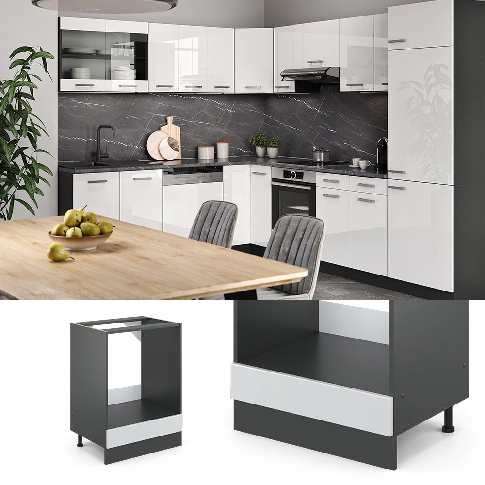 Vicco Mobile per forno da incasso Bianco lucido 60 cm PL Marmo