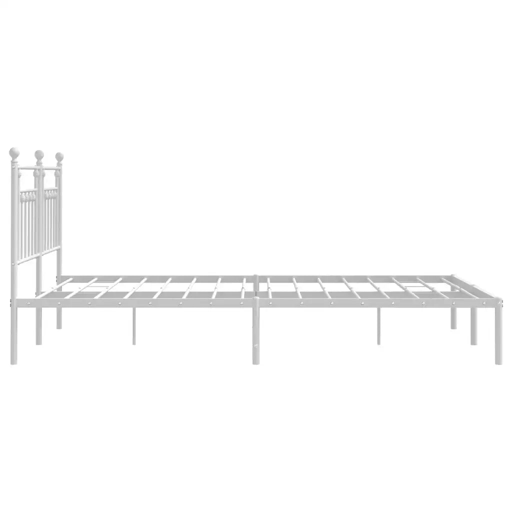 Letto matrimoniale | Letto per adulti | Giroletto con Testiera Metallo Bianco 180x200 cm