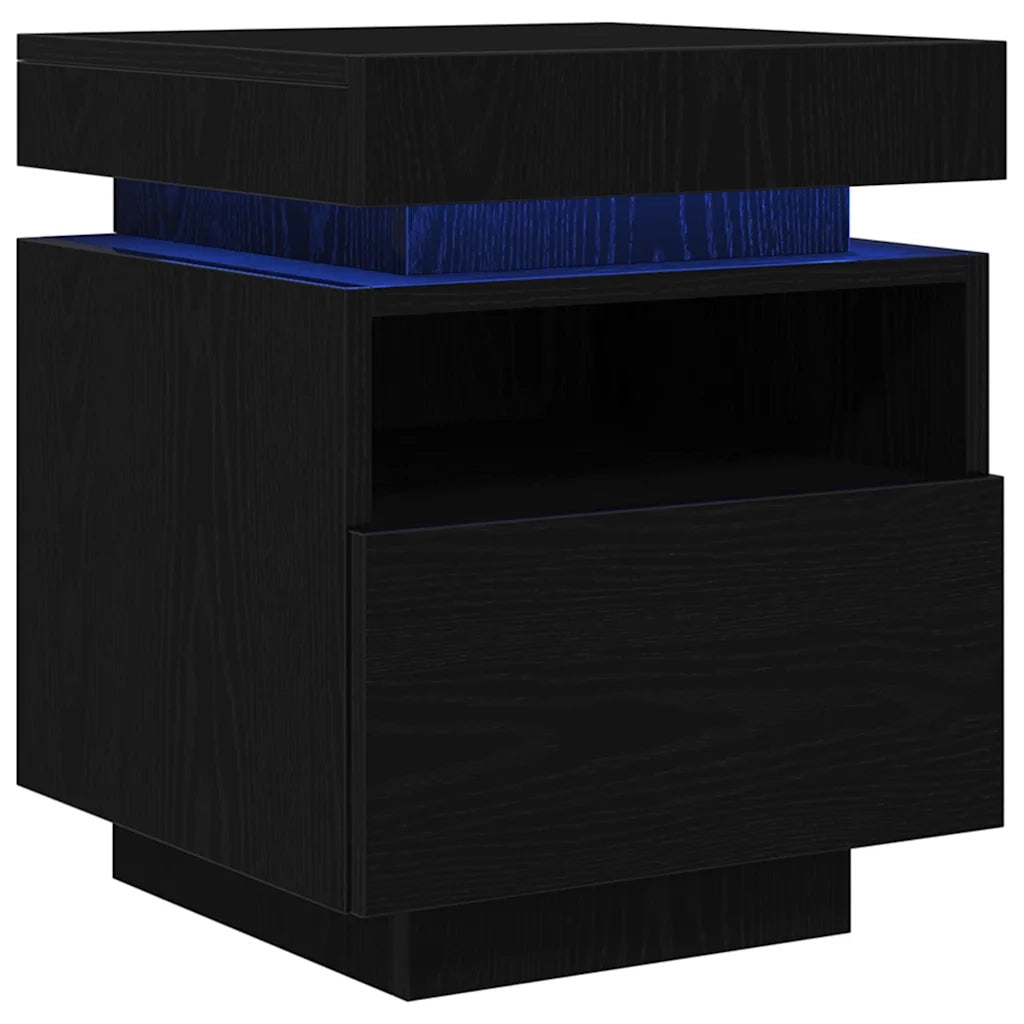 Comodino 2 pz-Set di 2 Tavolino da notte Rovere nero 40 x 39 x 48.5 cm Legno multistrato