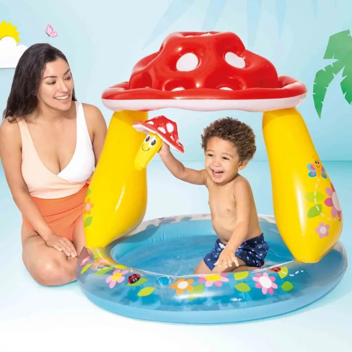 PISCINA GONFIABILE TONDA FUNGO CON PARASOLE  13 ANNI  ø cm.102x89h.  peso kg.1,50 (57114)    INTEX