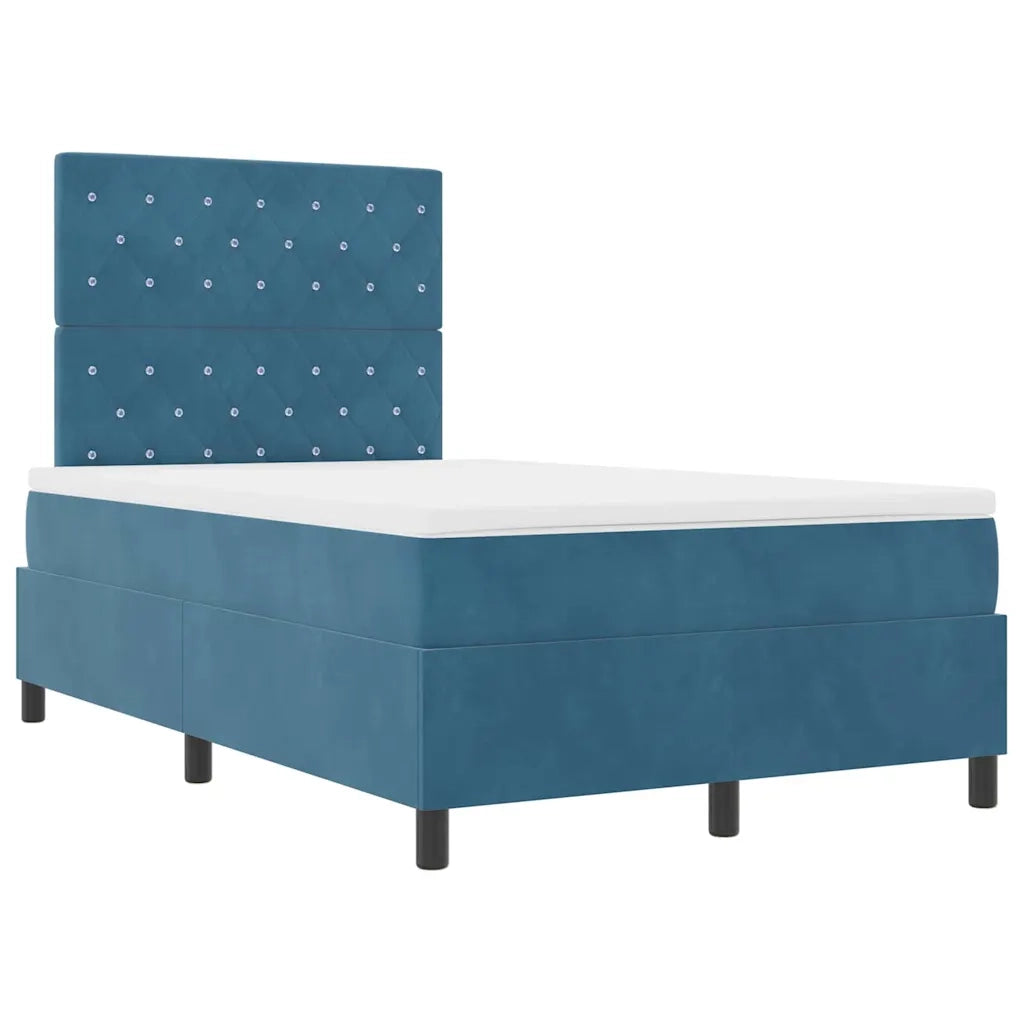 Letto a Sorgente LED Blu Scuro 120 x 190 cm Tessuto