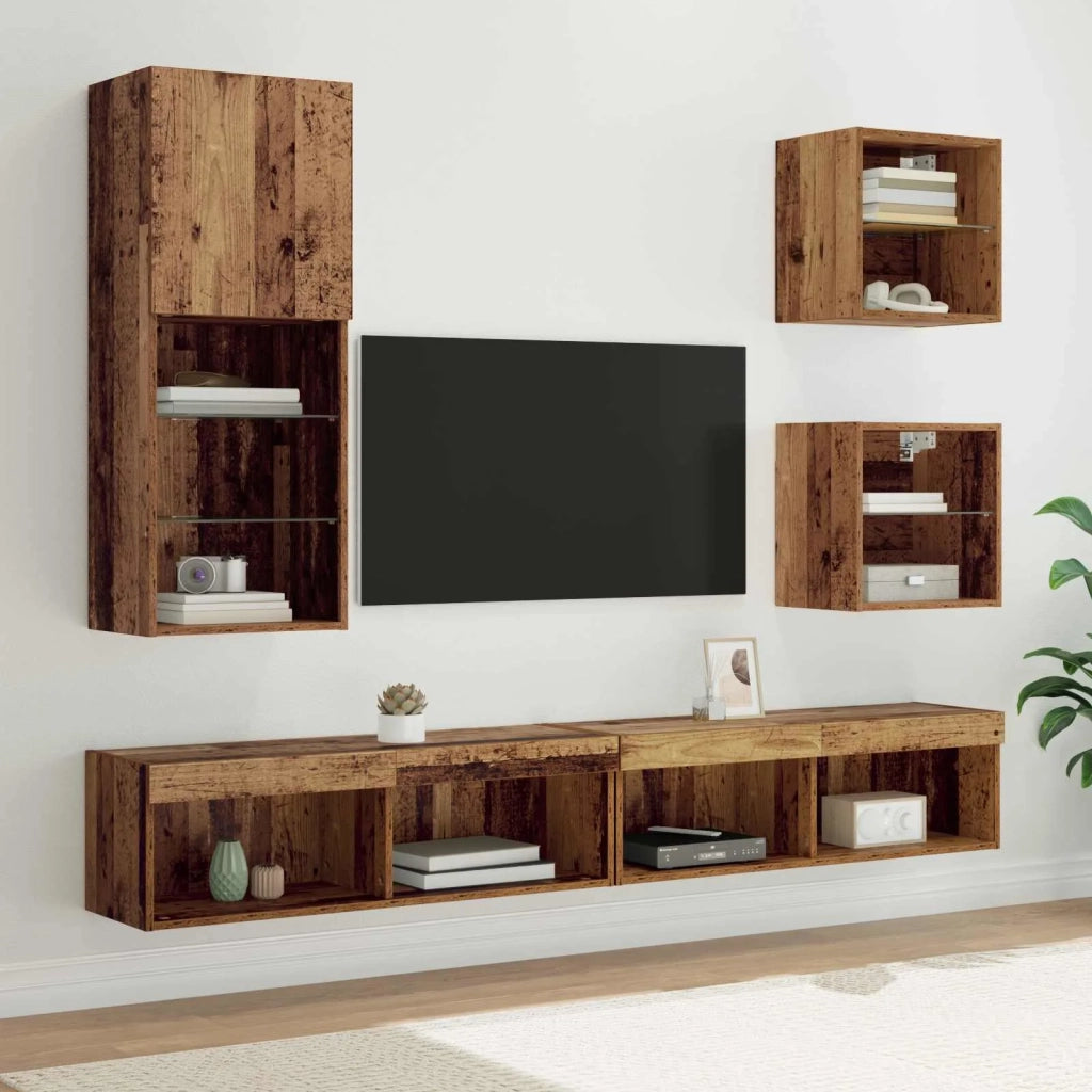 Mobile Porta TV con LED 5 pz-Credenza per TV Legno vecchio 518121