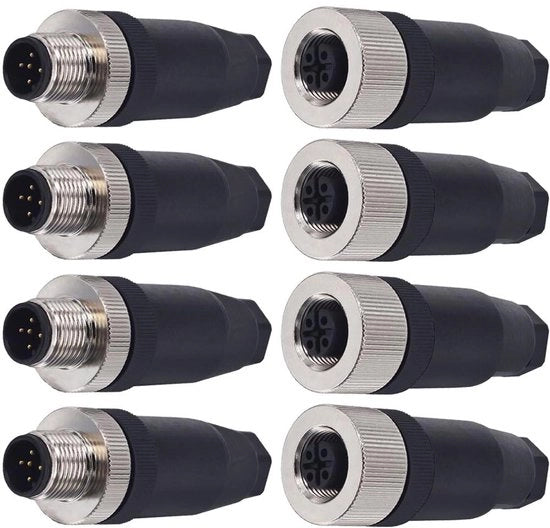 Pannello di connessione a 5 pin per cavo di aviazione, connettore M12 a 12 mm, maschio e femmina, connettore posteriore con montaggio, impermeabile all'acqua IP67 (8 pezzi)