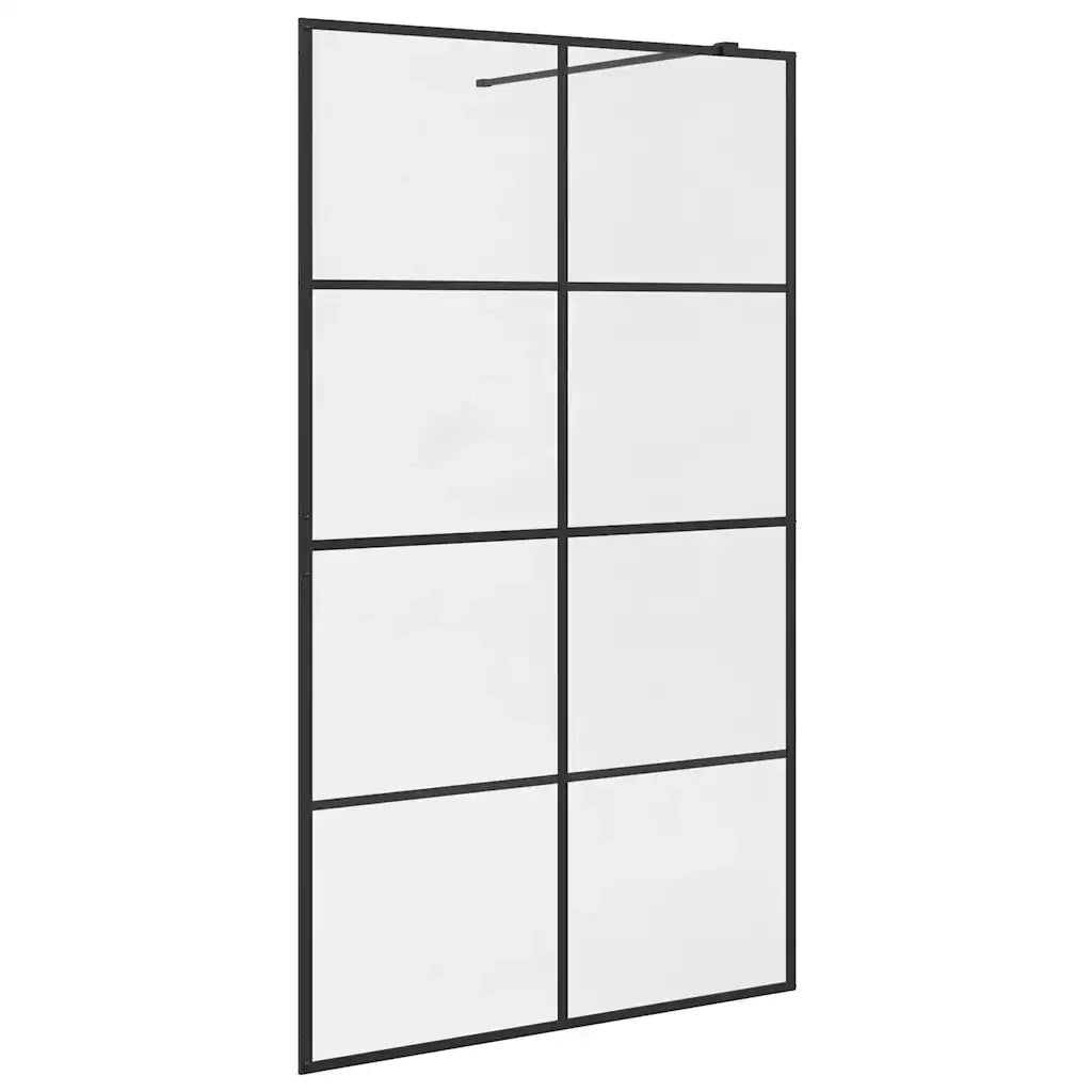 Parete per Doccia Walk-in Vetro Trasparente ESG 115x195cm Nera CFW7080954