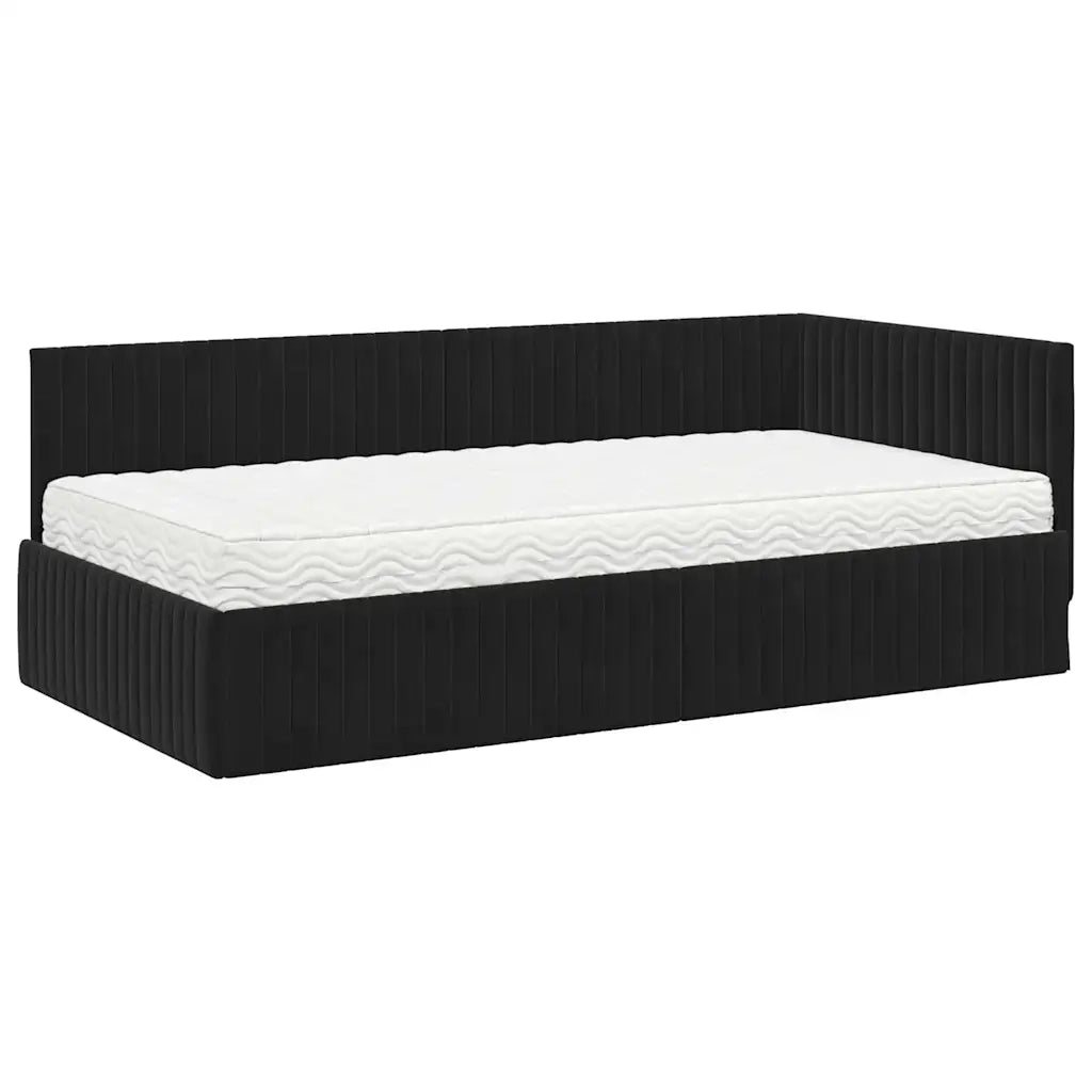 Struttura Letto Angolare con Materasso 2 pcs Nero Velluto 3393823