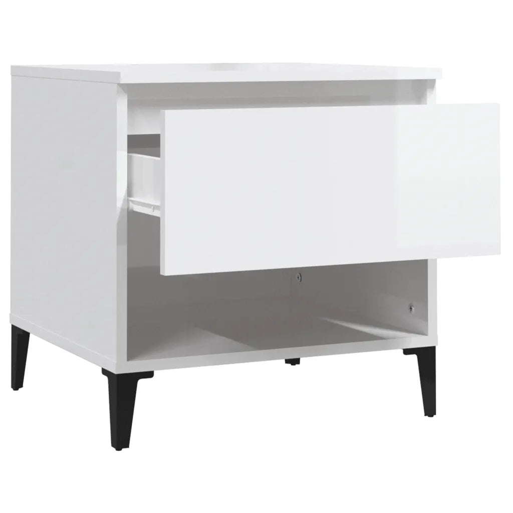 Tavolino Bianco Lucido 50x46x50 cm in Legno Multistrato 819552