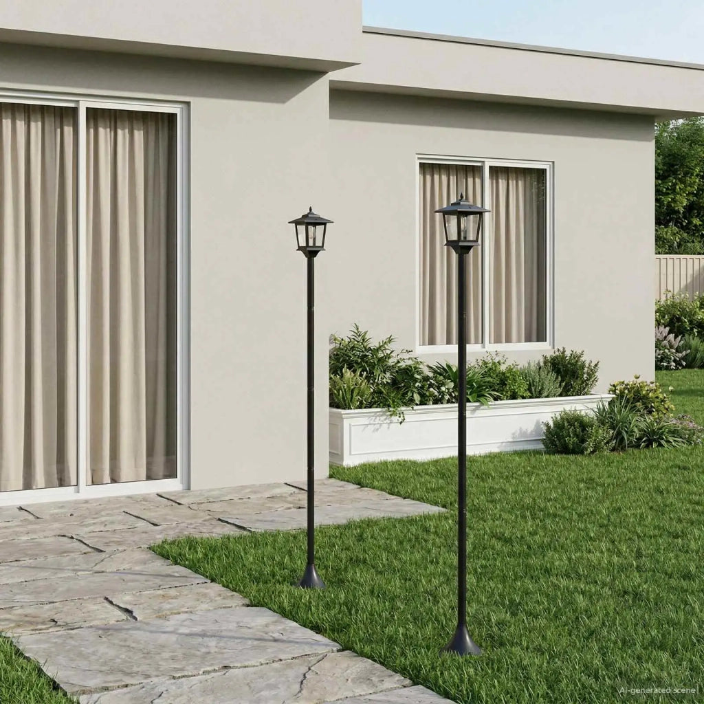 Set di Lampioni with LED Bulb 2 pz Nero 16 x 16 x 156 cm 42042691