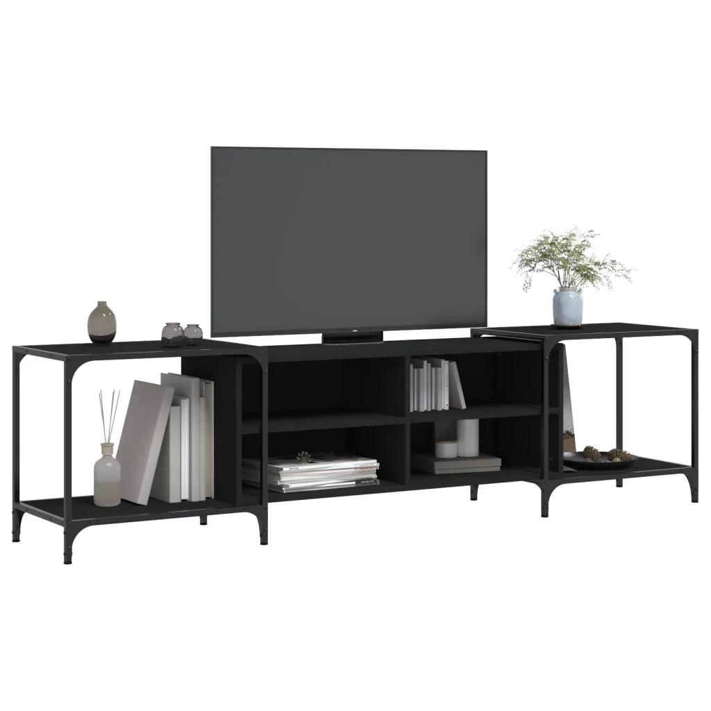 Mobile Porta TV-Mobile per TV-Credenza TV Nero 203x37x50 cm in Legno Multistrato