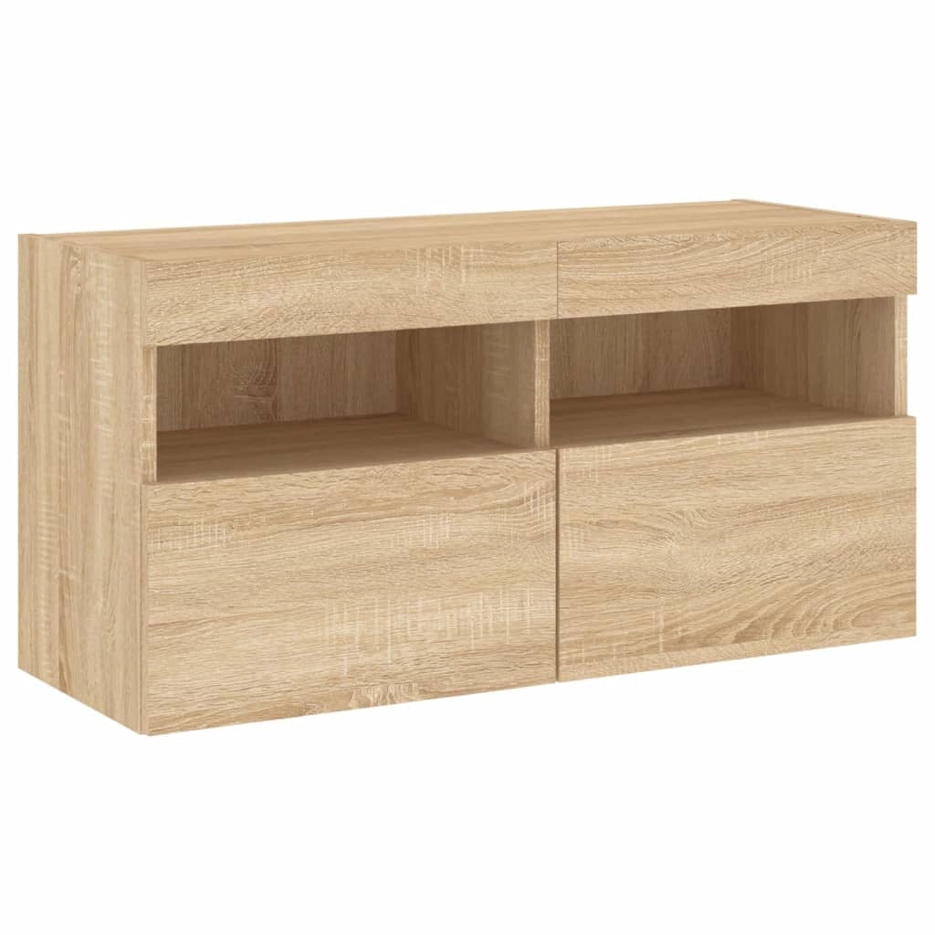 Mobile TV multimediale mensola TV credenza mobile TV sala da pranzo soggiorno camera da letto con illuminazione a LED 5 pezzi legno ingegnerizzato rovere Sonoma marrone 02_0029420