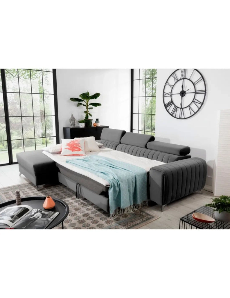 Divano angolare sinistro Grigio scuro convertibile 3 posti JAYSON con letto