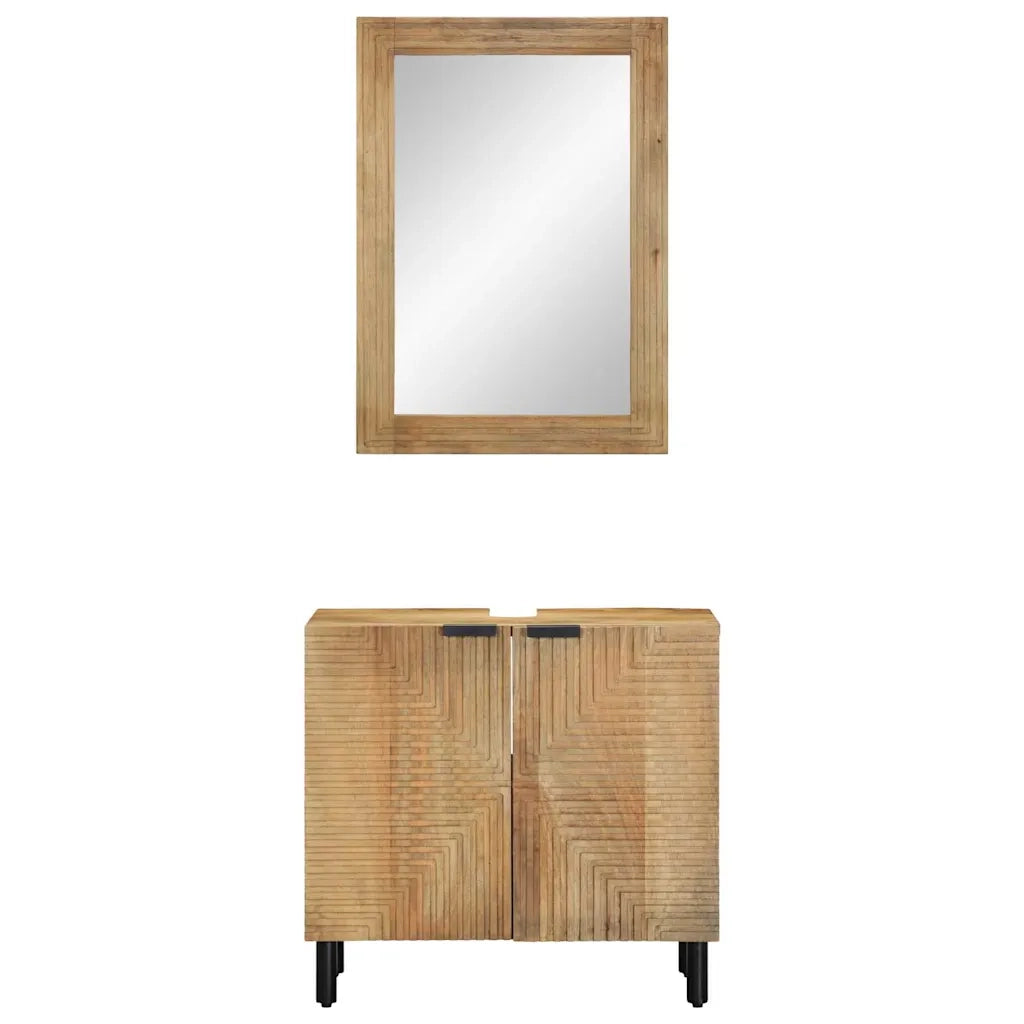 Set Mobili da Bagno 2pz Marrone in Legno Massello di Mango 3310006