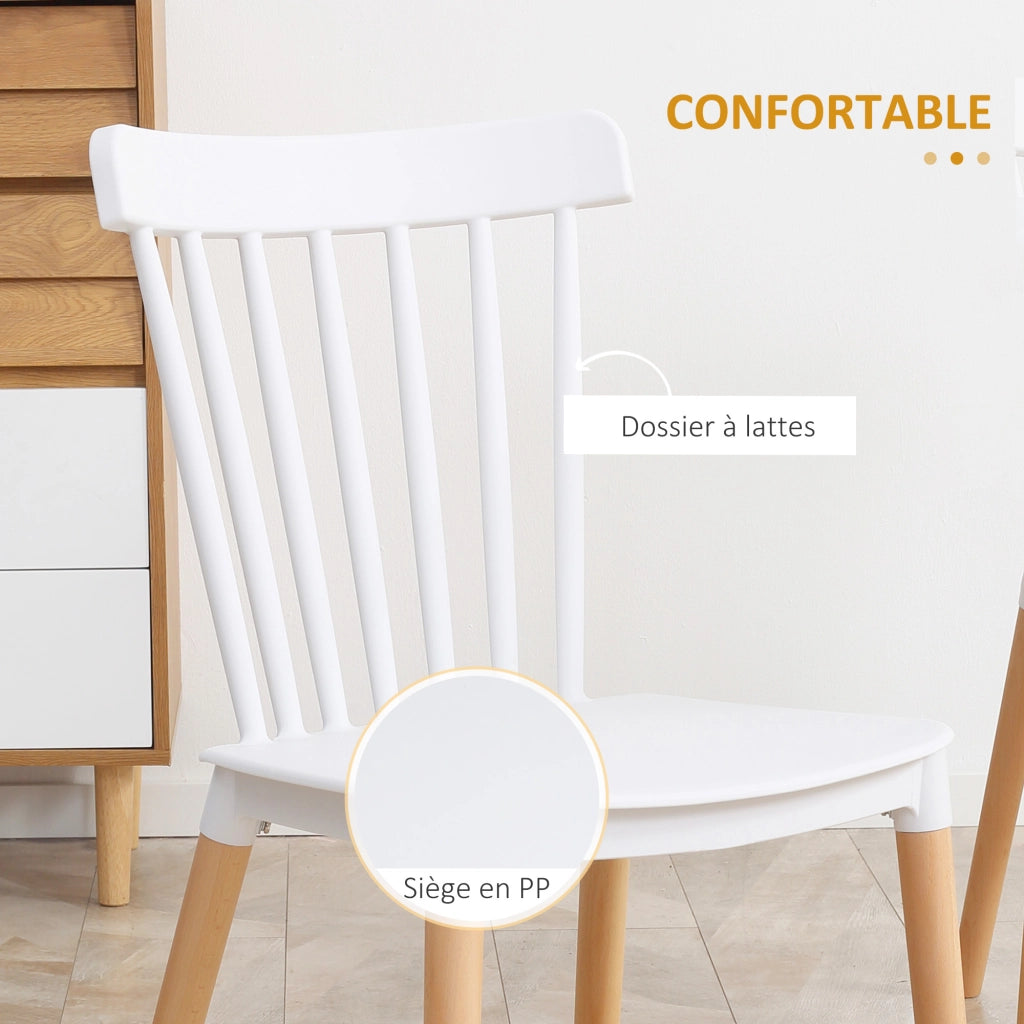 Set di 4 Sedie Scandinave con Schienale Alto ¨C Zephmum ¨C Polipropilene Gambe in Faggio 48x52.5x83 cm Bianco