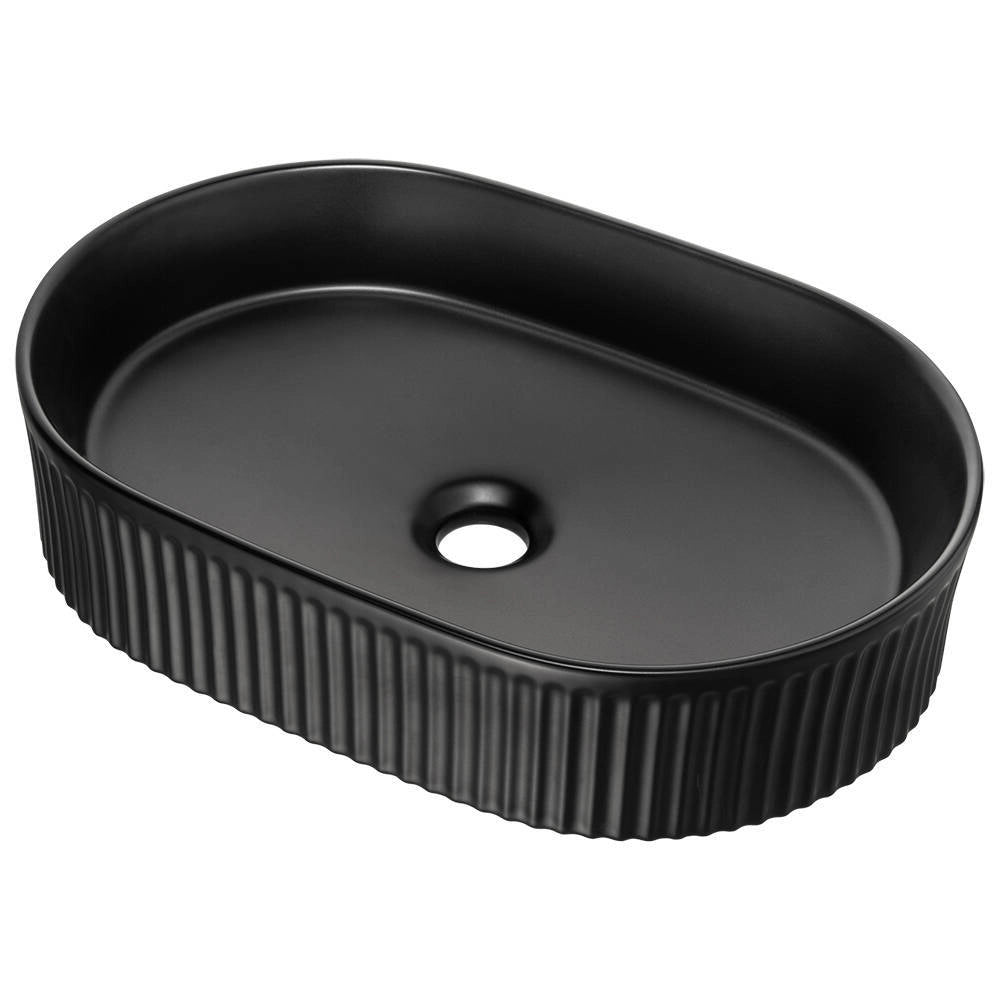Mobile Pensile Sottolavabo Newport con Lavabo Ovale Nero 80x71x40 cm - Effetto Rovere/Nero [en.casa]