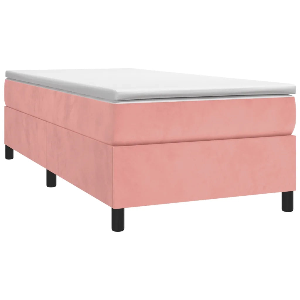 Struttura Letto a Rete a Molle-Giroletto Rosa 90x200 cm in Velluto 407029