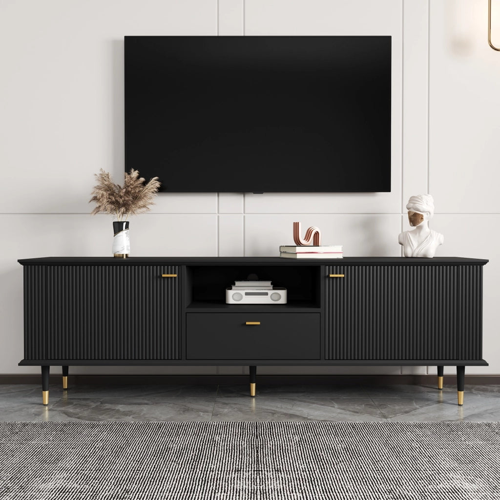 Cassettiera TV nera in MDF; lunghezza 170 cm