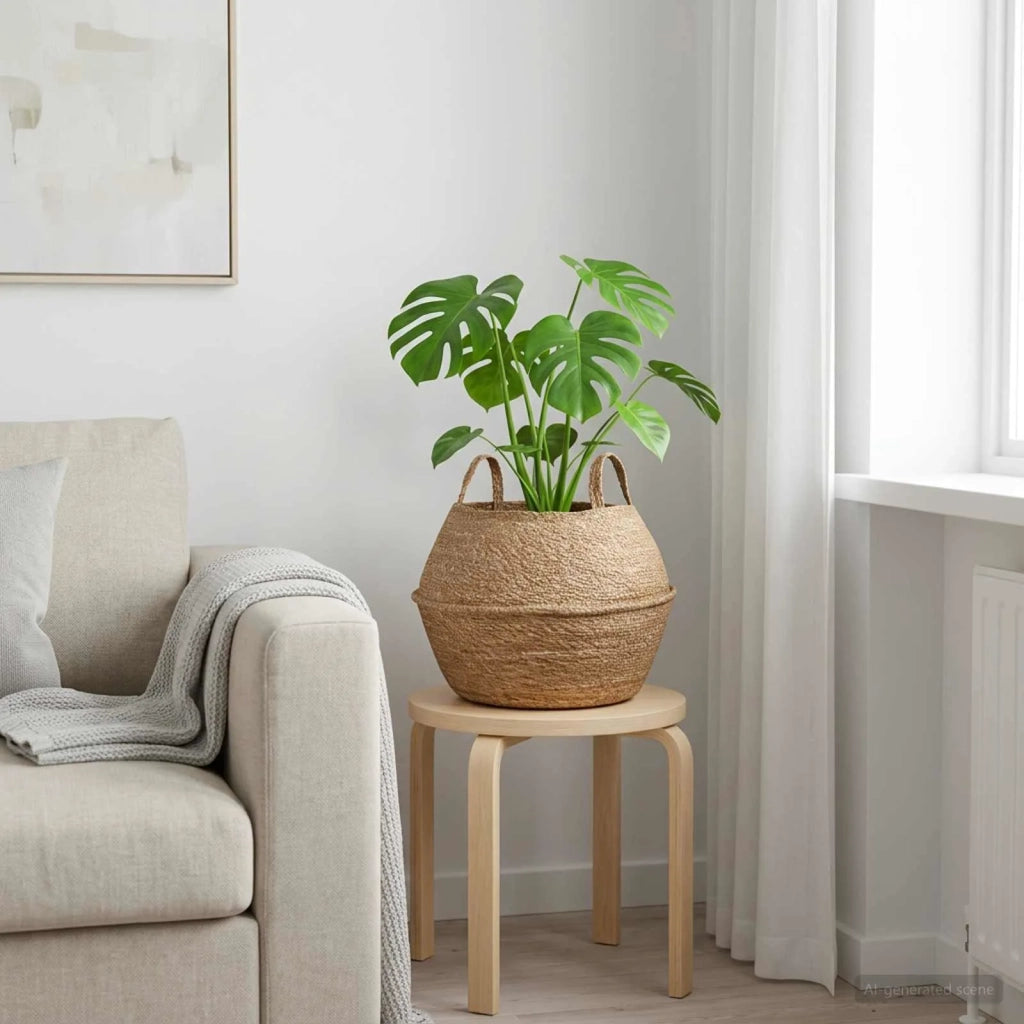 Vaso da fiori con manici Naturale Ø 45 x 36 cm 100% Erba marina 42012258