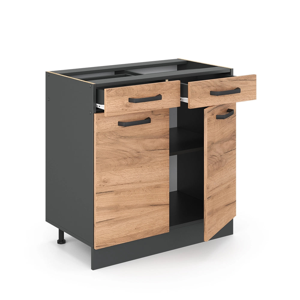Vicco Mobiletto base per cucina Quercia dorata 80 cm , PL Antracite