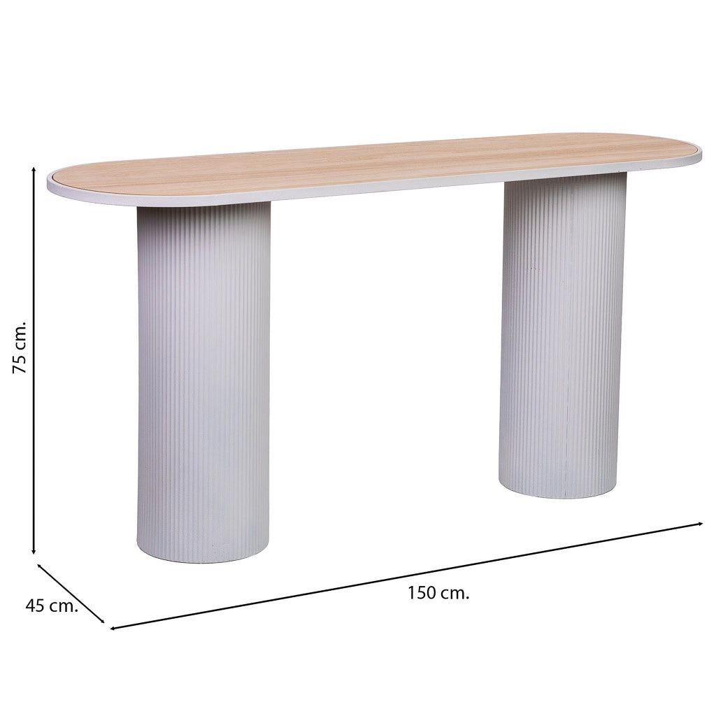 Mobile da ingresso in legno beige 150x45x75h cm
