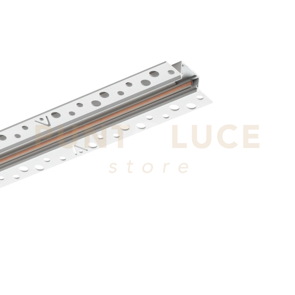 STICK RECESSED BINARIO IN ALLUMINIO 2000 mm BIANCO (Kit per montaggio profilo e tappi di chiusura inclusi)