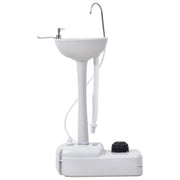 Lavabo, lavabo per lavarsi le mani, lavabo mobile, portatile, con ruote, 51 cm x 33,5 cm x 103 cm, bianco