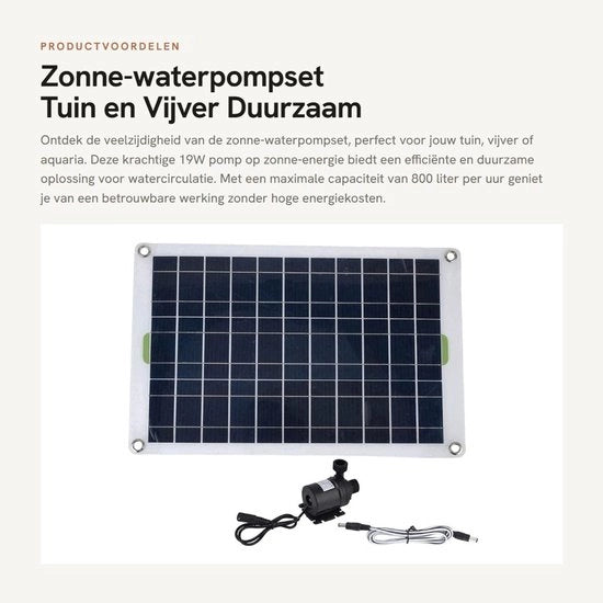 Impianto di pompaggio solare per giardino e laghetto - Rinnovabile e silenzioso - Nero - Pompaggio 800L/h - Adatto per acquari e fontane