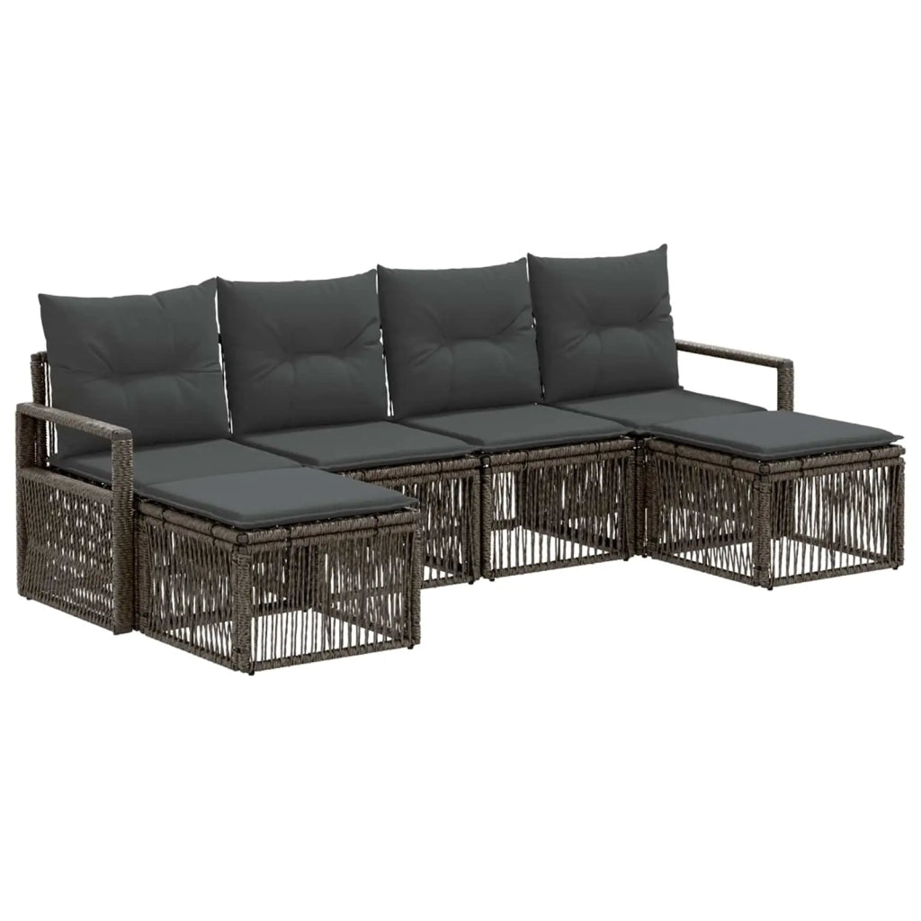 Set Divano da Giardino 6 pz Grigio polyrattan 3435791
