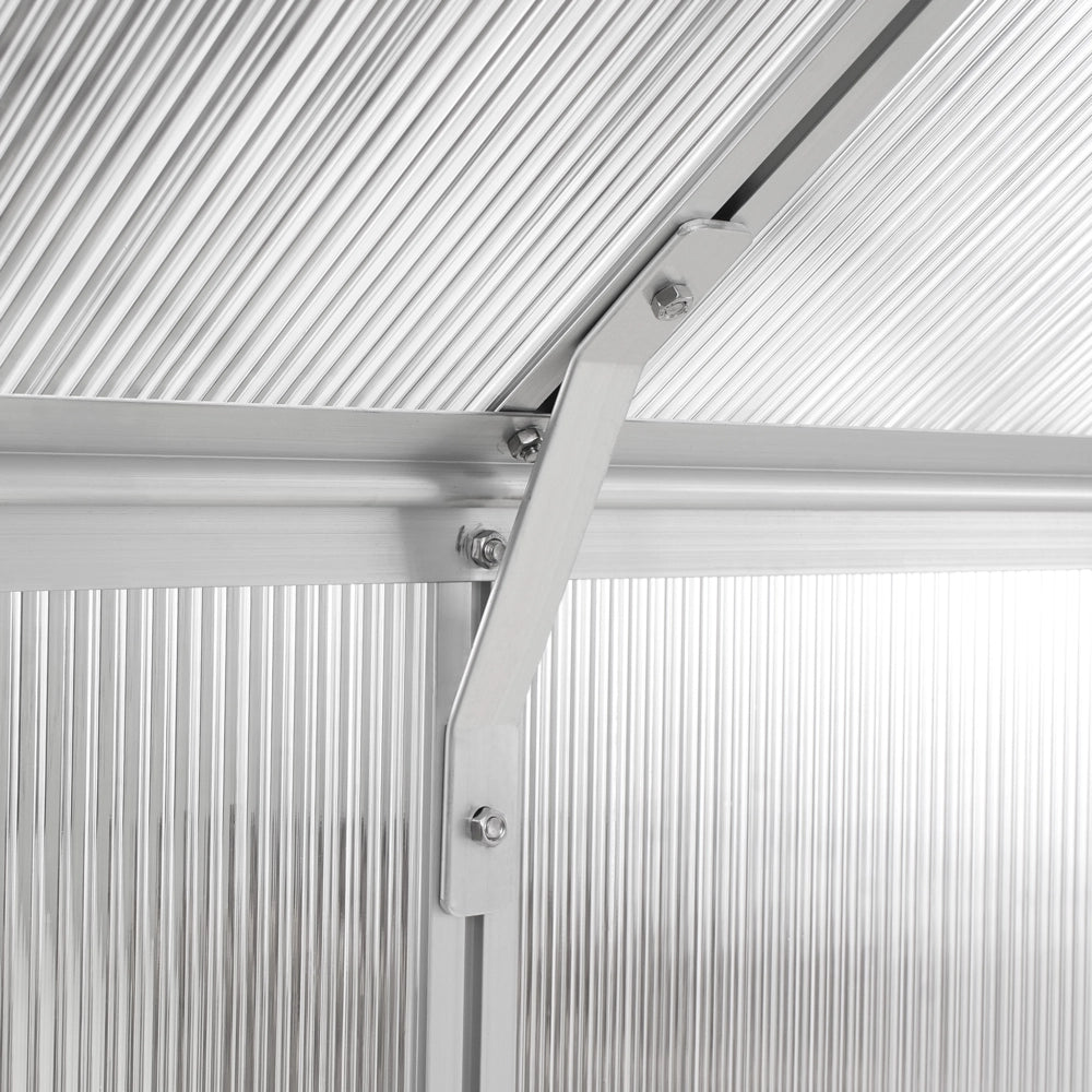 Grande serra da giardino in policarbonato con struttura in alluminio Porte scorrevoli walk-in Protezione UV Argento