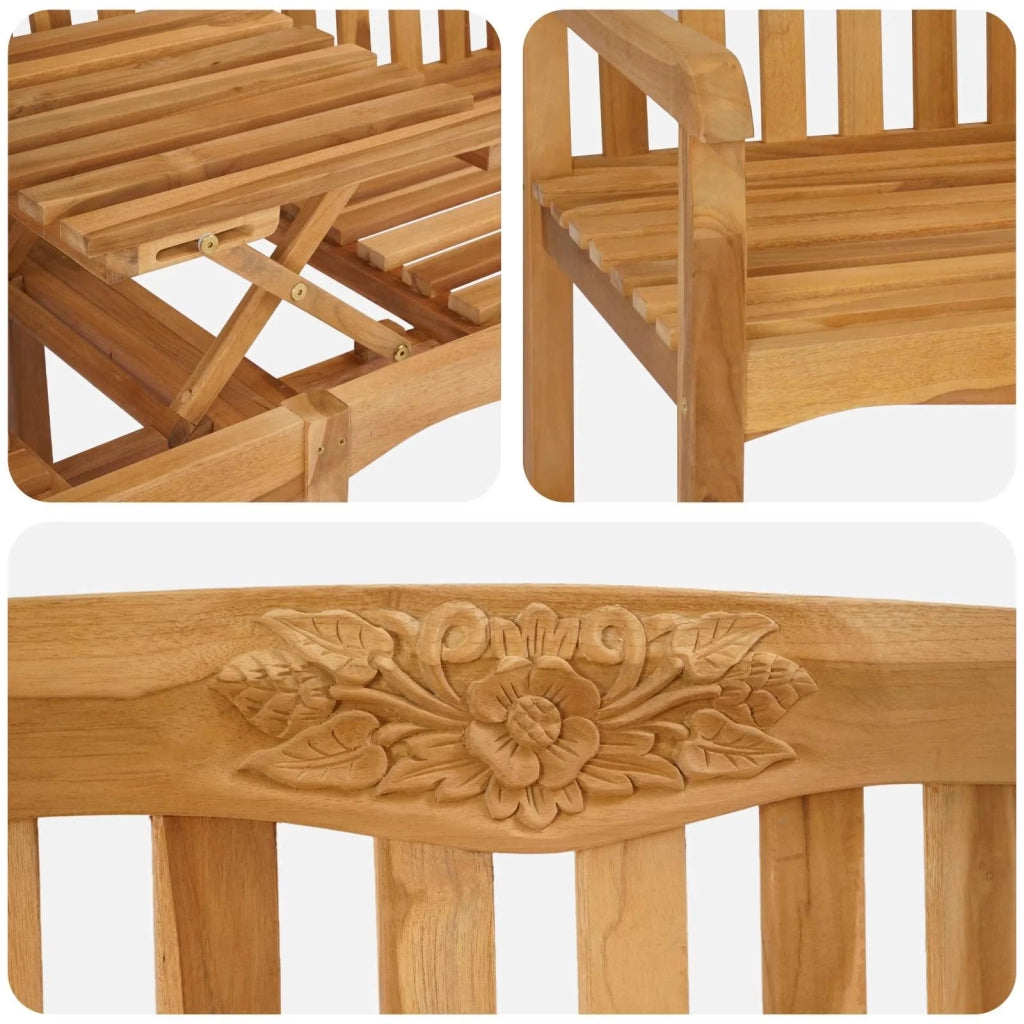 Panchina in legno intagliata a mano Naturale 150,5 x 60 x 95 cm 42030017