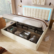 LETTO Contenitore 160x200 cm con LED, PU Bianco