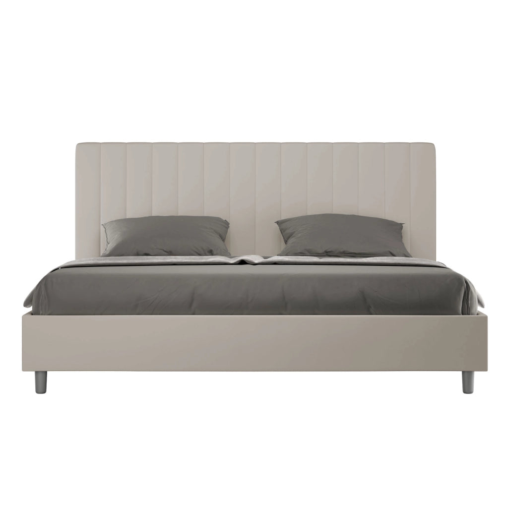 BS COM Letto matrimoniale king size contenitore imbottito 190x210 similpelle tortora