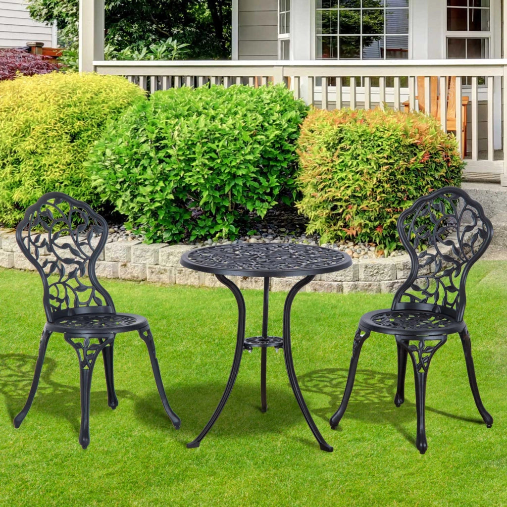 Set da bistrot per 2 persone, set di mobili da balcone con tavolino e 2 sedie, nero, ideale per giardino e terrazzo.