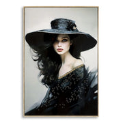 Dipinto su tela Dori A dama con cappello nero, 62x92 cm
