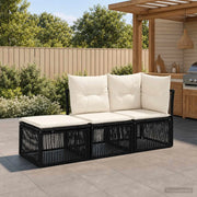 Set Divano da Giardino 3 pz 3-Numero di posti Nero polyrattan 3434176