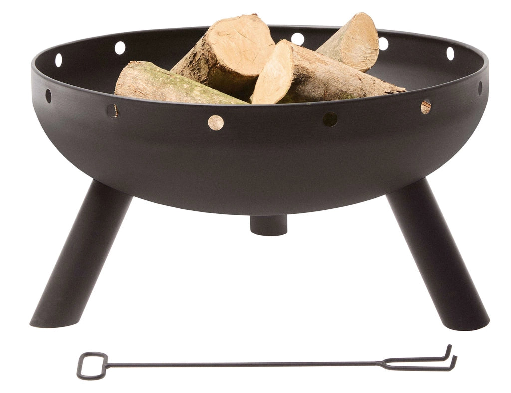 Braciere da Esterno Verdemax Ø53x29 cm Forca e Paletta Incluse in Metallo Nero