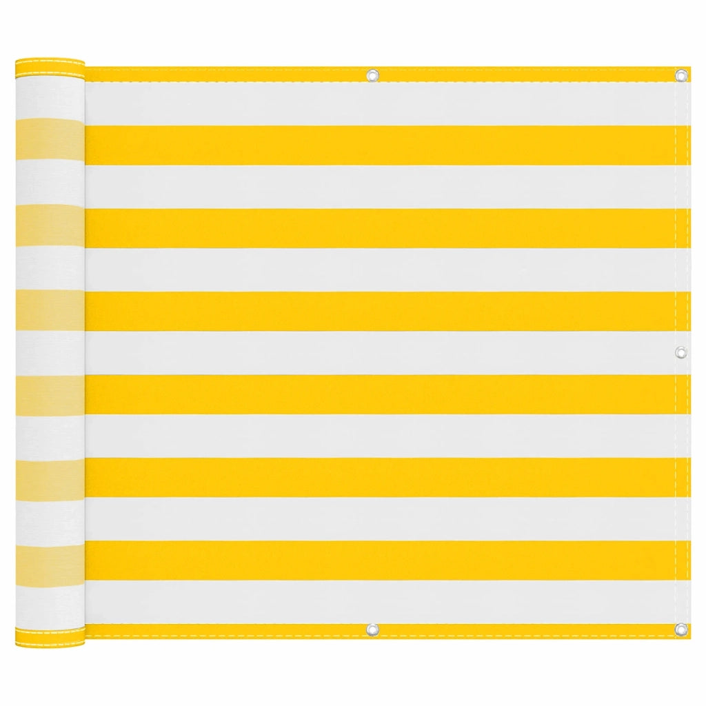 Schermo da balcone-Pannello per balcone Giallo e Bianco 100 x 400 cm Tessuto Oxford