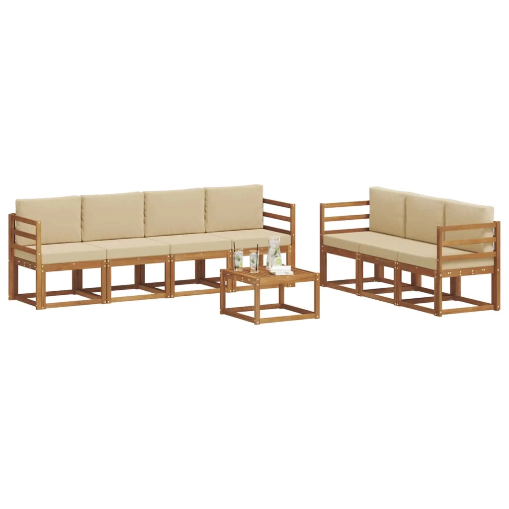 Set di divani da esterno con cuscino 8 pcs Naturale e Beige 3366101
