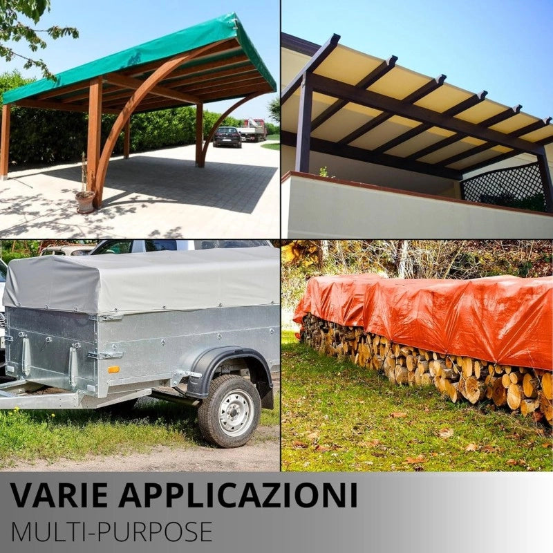 Telo PVC IGNIFUGO Impermeabile Bianco | Telone Solo Rinforzato Sui Lati 650g/mq | Copertura Esterna | 3x3m | Resistente Multiuso