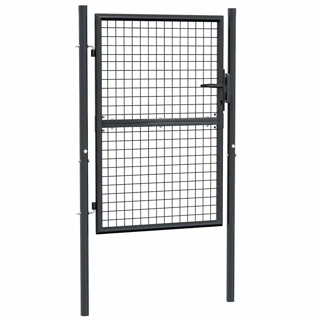 Cancello da Giardino in Rete di Acciaio Zincato 100x125 cm Grigio 145772