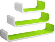 Set di 3 Pannelli di Finestra in Legno - Pannello di Finestra Fluttuante - Salotto, Camera da Letto, Camera da Bambino - Colore Verde