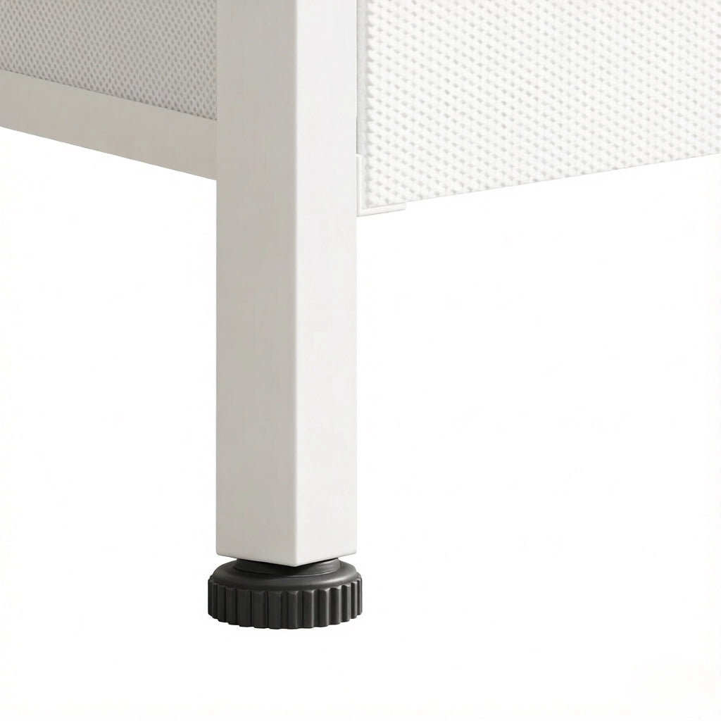 Scrivania angolare con LED, 2 cassetti in tessuto, supporto monitor e prese, bianca 172 × 100 × 89 cm