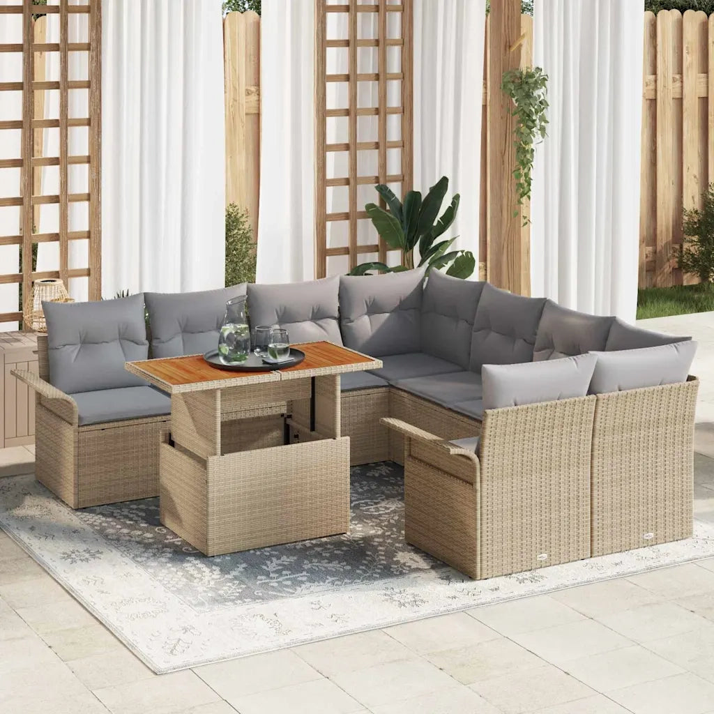Set Divano da Giardino con cuscino beige e grigio chiaro 3349314