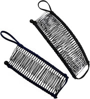Due pezzi di clip vintage per capelli in banana per donne - holder per coda di cavallo e strumento per capelli naturalmente ondulati in nero