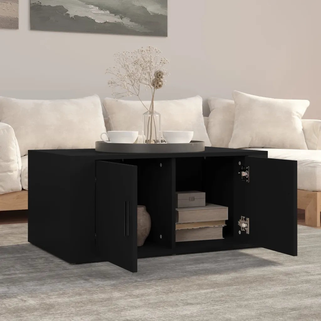 Tavolino da Salotto Nero 80x50x36 cm in Legno Multistrato 816513