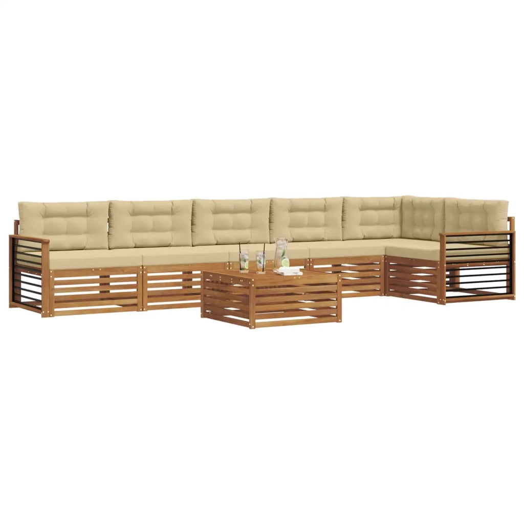 Set di divani da esterno con cuscino 7 pcs Naturale e Beige 3373593