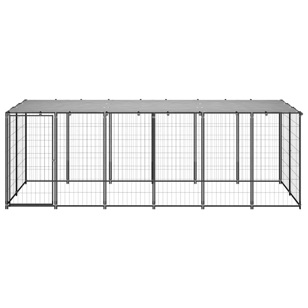 Recinto per animali da esterno per cani 330 x 110 x 110 cm acciaio nero e grigio 02_0000525